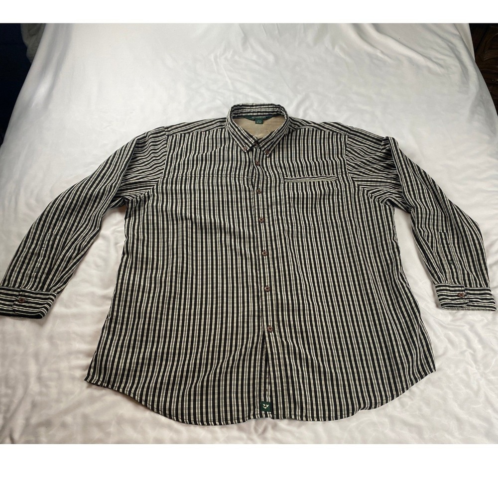Outdoor Life Mens XXL Black White‎ Plaid Long Sleeve Button Down Mesh Back Shirt